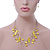 Sandy Yellow Square Shell & Crystal Floating Bead Necklace & Drop Earring Set - 52cm L/ 6cm Ext - view 3