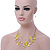 Sandy Yellow Square Shell & Crystal Floating Bead Necklace & Drop Earring Set - 52cm L/ 6cm Ext - view 2