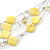 Sandy Yellow Square Shell & Crystal Floating Bead Necklace & Drop Earring Set - 52cm L/ 6cm Ext - view 11