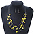 Sandy Yellow Square Shell & Crystal Floating Bead Necklace & Drop Earring Set - 52cm L/ 6cm Ext - view 8