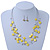 Sandy Yellow Square Shell & Crystal Floating Bead Necklace & Drop Earring Set - 52cm L/ 6cm Ext - view 9