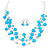 Azure Blue Square Shell & Crystal Floating Bead Necklace & Drop Earring Set - 52cm Length/ 6cm extension - view 5