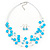 Azure Blue Square Shell & Crystal Floating Bead Necklace & Drop Earring Set - 52cm Length/ 6cm extension - view 4