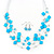 Azure Blue Square Shell & Crystal Floating Bead Necklace & Drop Earring Set - 52cm Length/ 6cm extension - view 2