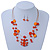 Rusty Orange Shell & Crystal Floating Bead Necklace & Drop Earring Set - 52cm L/ 5cm Ext - view 9