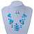 Turquoise Coloured Shell & Crystal Floating Bead Necklace & Drop Earring Set - 52cm Length/ 5cm extension - view 9