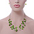 Lime Green Square Shell & Crystal Floating Bead Necklace & Drop Earring Set - 52cm Length/ 6cm extension - view 3