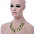 Lime Green Square Shell & Crystal Floating Bead Necklace & Drop Earring Set - 52cm Length/ 6cm extension - view 2