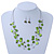 Lime Green Square Shell & Crystal Floating Bead Necklace & Drop Earring Set - 52cm Length/ 6cm extension - view 8