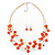 Rusty Orange Square Shell & Crystal Floating Bead Necklace & Drop Earring Set - 52cm L/ 6cm Ext - view 2