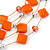 Rusty Orange Square Shell & Crystal Floating Bead Necklace & Drop Earring Set - 52cm L/ 6cm Ext - view 3