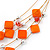 Rusty Orange Square Shell & Crystal Floating Bead Necklace & Drop Earring Set - 52cm L/ 6cm Ext - view 4