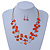 Rusty Orange Square Shell & Crystal Floating Bead Necklace & Drop Earring Set - 52cm L/ 6cm Ext - view 7