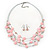 Baby Pink Square Shell & Crystal Floating Bead Necklace & Drop Earring Set - 52cm Length/ 6cm extension