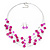 Fuchsia Square Shell & Crystal Floating Bead Necklace & Drop Earring Set - 52cm Length/ 6cm extension - view 2
