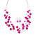 Fuchsia Square Shell & Crystal Floating Bead Necklace & Drop Earring Set - 52cm Length/ 6cm extension