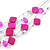 Fuchsia Square Shell & Crystal Floating Bead Necklace & Drop Earring Set - 52cm Length/ 6cm extension - view 3