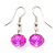 Fuchsia Square Shell & Crystal Floating Bead Necklace & Drop Earring Set - 52cm Length/ 6cm extension - view 5