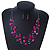 Fuchsia Square Shell & Crystal Floating Bead Necklace & Drop Earring Set - 52cm Length/ 6cm extension - view 7