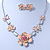 Cream Enamel Flower & Butterfly Necklace & Stud Earring Set In Rhodium Plating - 36cm Length/ 5cm Extension - view 9