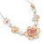 Cream Enamel Flower & Butterfly Necklace & Stud Earring Set In Rhodium Plating - 36cm Length/ 5cm Extension - view 8