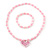 Children's Pink/ White Imitation Pearl Bead Heart Flex Necklace & Flex Bracelet Set - view 2