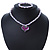 Children's Lavender/ White Imitation Pearl Bead Heart Flex Necklace & Flex Bracelet Set - view 6