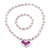 Children's Lavender/ White Imitation Pearl Bead Heart Flex Necklace & Flex Bracelet Set