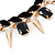 Crystal, Black Jewelled Stone, Velour Ribbon, Spike Necklace & Stud Earrings Set In Gold Tone - 44cm Length/ 6cm Exntension - view 6