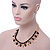 Crystal, Black Jewelled Stone, Velour Ribbon, Spike Necklace & Stud Earrings Set In Gold Tone - 44cm Length/ 6cm Exntension - view 4