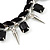 Crystal, Black Jewelled Stone, Velour Ribbon, Spike Necklace & Stud Earrings Set In Silver Tone - 44cm Length/ 6cm Exntension - view 6