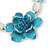 Light Blue Enamel Flower & Butterfly Necklace & Stud Earring Set In Rhodium Plating - 36cm Length/ 5cm Extension - view 5