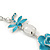 Light Blue Enamel Flower & Butterfly Necklace & Stud Earring Set In Rhodium Plating - 36cm Length/ 5cm Extension - view 11