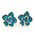 Light Blue Enamel Flower & Butterfly Necklace & Stud Earring Set In Rhodium Plating - 36cm Length/ 5cm Extension - view 6