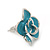 Light Blue Enamel Flower & Butterfly Necklace & Stud Earring Set In Rhodium Plating - 36cm Length/ 5cm Extension - view 9