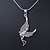 Clear Crystal 'Fairy' Pendant With Silver Tone Snake Chain & Drop Earrings Set - 40cm Length/ 5cm Extension - view 9