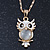 Milky White Moonstone 'Wise Owl' Pendant  With Gold Tone Chain & Drop Earrings Set - 44cm Length/ 5cm Extension - view 8