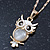 Milky White Moonstone 'Wise Owl' Pendant  With Gold Tone Chain & Drop Earrings Set - 44cm Length/ 5cm Extension - view 10
