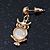 Milky White Moonstone 'Wise Owl' Pendant  With Gold Tone Chain & Drop Earrings Set - 44cm Length/ 5cm Extension - view 11