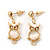 Milky White Moonstone 'Wise Owl' Pendant  With Gold Tone Chain & Drop Earrings Set - 44cm Length/ 5cm Extension - view 5