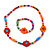 Children's Multicoloured Floral Wooden Flex Necklace & Flex Bracelet Set
