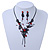 Exquisite Y-Shape Red Rose Necklace & Drop Earring Set In Black Metal - 38cm Length/ 7cm Extension - view 4