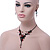 Exquisite Y-Shape Red Rose Necklace & Drop Earring Set In Black Metal - 38cm Length/ 7cm Extension - view 2