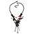 Exquisite Y-Shape Red Rose Necklace & Drop Earring Set In Black Metal - 38cm Length/ 7cm Extension - view 10