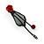 Exquisite Y-Shape Red Rose Necklace & Drop Earring Set In Black Metal - 38cm Length/ 7cm Extension - view 9