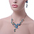 Azure/ Blue/ Green Austrian Crystal 'Butterfly' Necklace & Drop Earring Set In Rhodium Plating - 40cm Length/ 6cm Extension - view 3