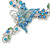 Azure/ Blue/ Green Austrian Crystal 'Butterfly' Necklace & Drop Earring Set In Rhodium Plating - 40cm Length/ 6cm Extension - view 6