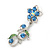 Azure/ Blue/ Green Austrian Crystal 'Butterfly' Necklace & Drop Earring Set In Rhodium Plating - 40cm Length/ 6cm Extension - view 11