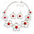 Light Silver Tone Coral Bead Floral Necklace & Drop Earrings Set - 38cm Length/ 7cm extender