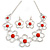 Light Silver Tone Coral Bead Floral Necklace & Drop Earrings Set - 38cm Length/ 7cm extender - view 2